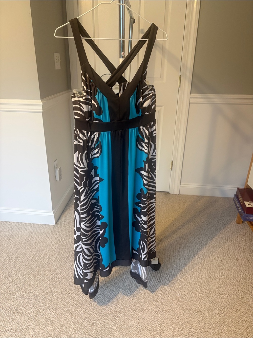 INC International Concepts Turquoise, Brown and White High-Low Dress